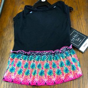 New Pet apparel outfit. Size Small.  Black top with colorful skirt w/pineapples.